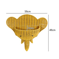Woven Elephant Planter Iron Frame Elephant Head Wall Basket House Decoration for Nursery, Balcony
