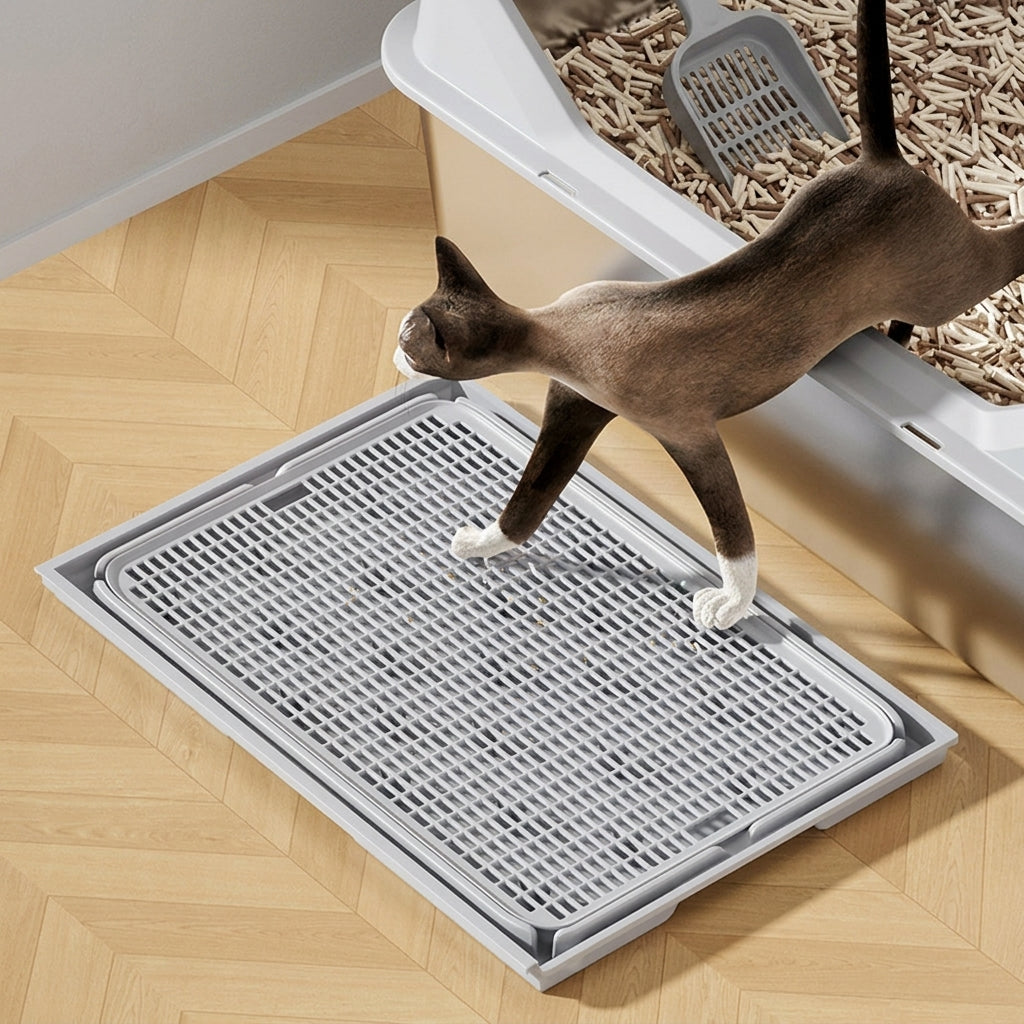 Open Open Container with High Sided Design, Large Multi-Cat Waste Container for Big Cats, Easy Clean Toilet and Potty with Set