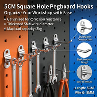Single Hook Pegboard Hooks, Iron Pegboard Hooks for Workshops, Galvanized Metal Pegboard Accessories, Silver Metallic 3kg Capacity