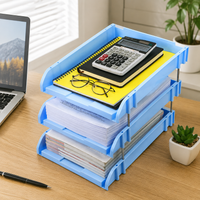 Stackable Document Tray Office, 3-Tier Desk Organizer, 33 x 26 cm Stackable Compartments, for Home Office & Students