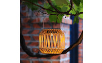 Outdoor Hanging Solar Lanterns Warm Glow Solar Lantern with Handle Handwoven Rattan Lantern Cordless for Patio, Garden, Balcony, Terrace
