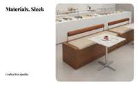 Natural Wood design Upholstered Booth with Matching Table and Chairs Japanese Aesthetic Cafe Seating Configurable Combination Business Furniture Minimalist Design for Tea Shop Owners, Interior Designers, Lounge Bar, Restaurant
