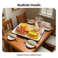 1/6 Scale Dollhouse Food Model Realistic Dessert and Bread Miniature Tray