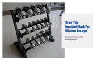 3-Tier Adjustable Dumbbell Storage Rack, Home Fitness Equipment, Steel Weight Stand, Multi-Level Organizer