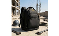 Mesh Side Pockets Large Tool Backpack Zippered Main Compartment Padded Tool Backpack Front Pocket Storage Gear Buckle Straps