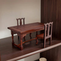 3 Pieces Dollhouse Tea Table with Chairs Traditional Style Dollhouse Table and Chairs Elegant Evocative Mini Tea Party Set for Collectors