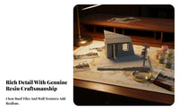 Weathered Damaged House Model Mini Diorama Kit Rectangular Base Gray Collectible Display Rural House Diorama
