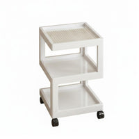 Compact Organizer 3-Tier Rolling Utility Trolley Minimalist Design 3-Tier Swivel Storage Stand Sturdy Construction Bedside Table Mobile with Wheels for Homeowners, Office Workers, Bedroom, Small Areas, Dorm Room, Bathroom
