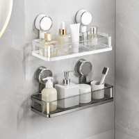 Triangle Shower Caddy, Rustproof Suction Cup Corner Shelf, No Bathroom Storage for Shampoo, 30cm Side