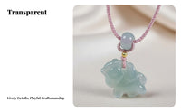 Chalcedony Horse Pendant Auspicious Symbol Horse Pendant Translucent Carved Amulet for Women, Men, Necklace Making