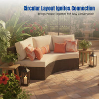 Outdoor Round Sofa Set, Aluminum Alloy Waterproof Patio Lounge Chair, Garden Villa Furniture
