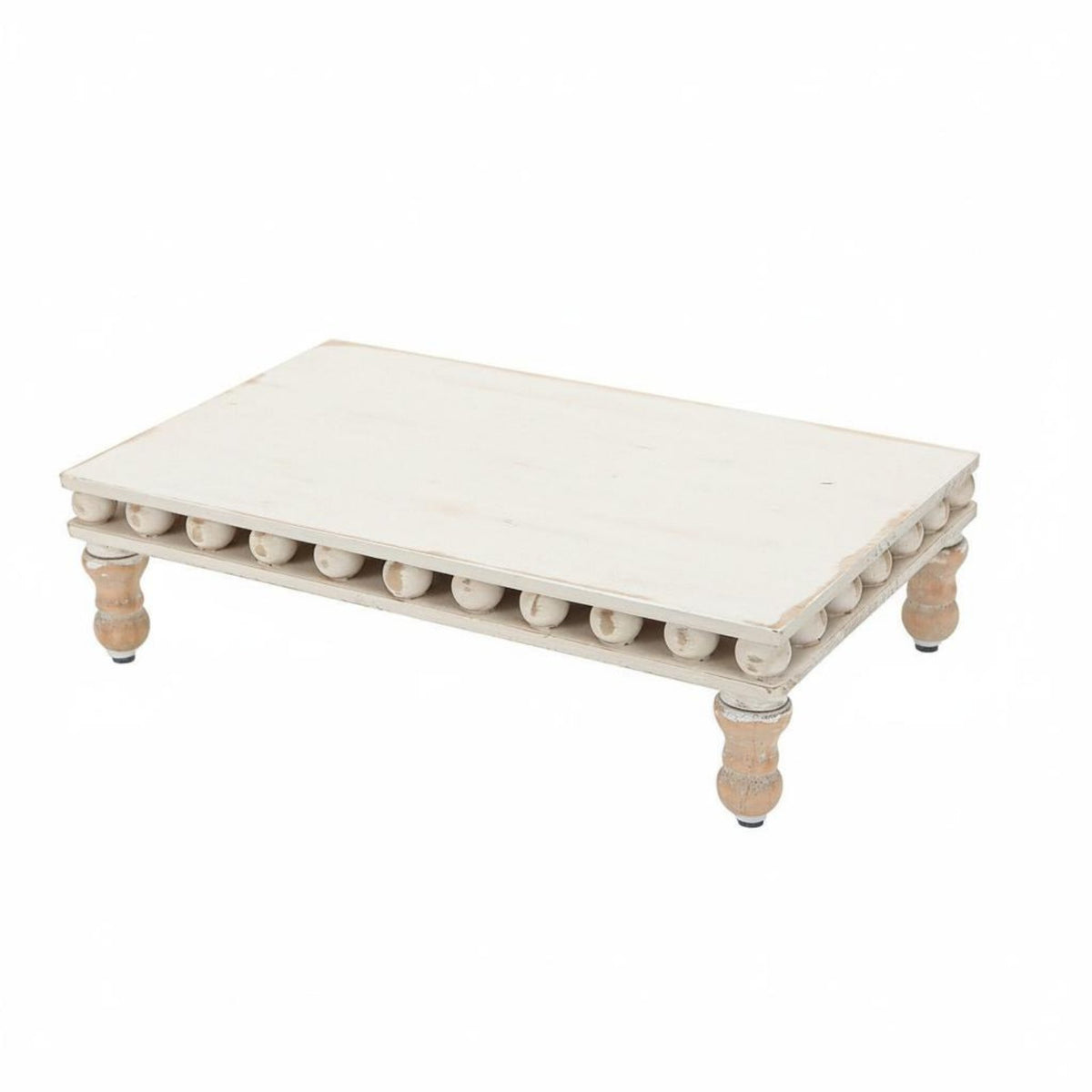 Aged Lumber Pedestal Tray French Country Farmhouse Table Riser Handcrafted Look Rectangular Decorative Tray for Study Room