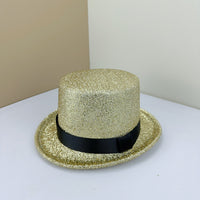 Shiny Silk Magician Top Hat British Black Jazz Hat for Men and Women