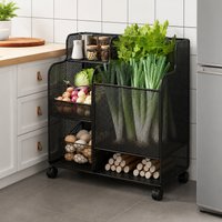 Metal Kitchen Rack with Casters, Storage Wagon, Gap Storage, Multi-Purpose Storage Cart