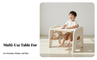 Rounded Corners Adjustable Kids Table and Chair Set Ergonomic Design Toddler Study Desk with Storage Material Multifunctional Play Table Set Stable Load-Bearing for Toddlers, Preschoolers, Parents, Playroom, Bedroom, Nursery, Classroom
