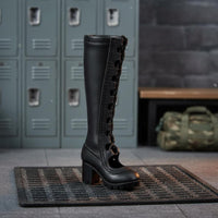 Cutout High Heel Boots 1/6 Scale Long Boots PU Leather for Collection