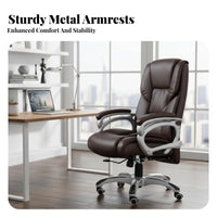 Authentic Leather managerial Highspine Armchair Adjustable Height Ergonomic Rolling Chair 360-Degree rotating Office Furniture Padded Armrests for managerials, Managers, distant Workers, Study Room, Workstation