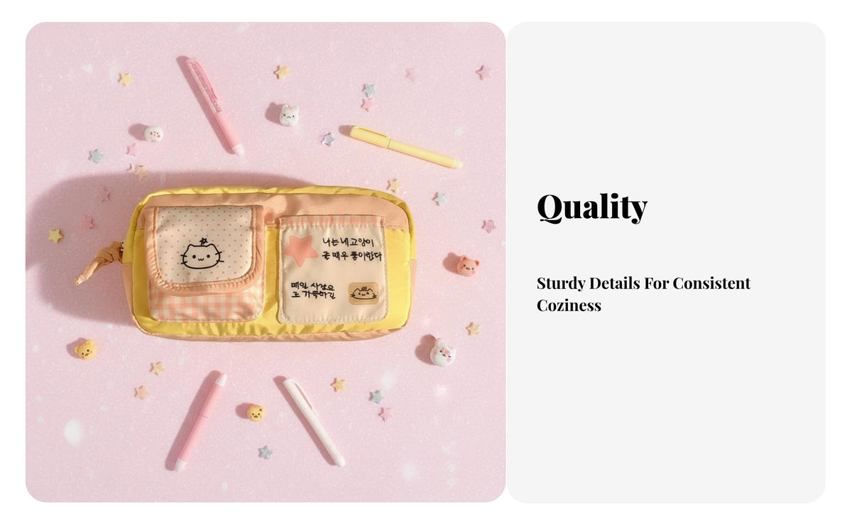 Cute Cartoon Pencil Bag Multiple Compartments Korean Aesthetic Pen Bag Portable Large Capacity Stati Single Ry Pouch for Teen Girls, Kids, School