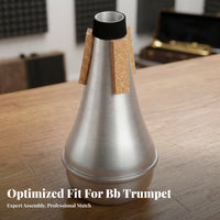 Cork Pads B and B Trumpet Practice Mute Tapered Cone-Shaped Trumpet Practice Mute Silver-Colored Black Collar