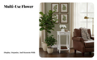 Solid Wood Floor Standing Flower Pot Holder 2-Tier Design Tall Wooden Plant Stand Narrow End Table with Drawer for Living Room, Balcony, Bedroom, Entryway