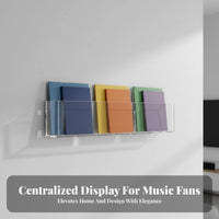 Drillwithout Drilling Installation Clear Album Holder Decorative Transparent Album Ledge Easy to Install Display Rack Invisible Appearance for Vinyl Collectors, Music Lovers, Home Decorators, Living Room, Bedroom, Cafe, Office