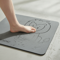Cartoon Animal Diatomaceous Earth Bath Mat, Non-Slip Absorbent Quick Dry Floor Mat for Bathroom