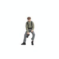 Diorama Photographer Figure Realistic Seated Figure with Camera Collectible Photographer Figurine for Desk Display