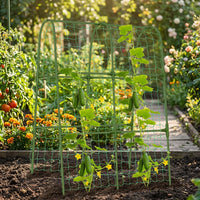 Garden Arch with Climbing Net for Plant Support, Plastic Garden Trellis for Tomato Plant and Potted Plants, U-Shaped Structure, Cucumber Trellis