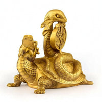 Mythical Beast Figurine with Disc Chinese Ornament with Base Compact