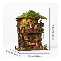 DIY Treehouse Kit Woodland Miniature House with Light String Miniature House with LED Light Creative Bookcase Insert Decorative