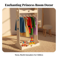 Freestanding Design children's Garment Rack Decorative House-Shaped Clothes Small Footprint Clothing Stand European and aesthetic for children, young children, Parents, Bedroom, Nursery, recreation area, Entryway