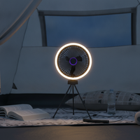 Portable USB Rechargeable Camping Fan with Tripod Stand and LED Light for Indoor/Outdoor Use