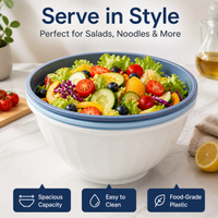 Large Salad Bowl with Lid, Round Serving Bowl for Meal Prepping, Modern Minimalist Matte Food-Grade Design, Stackable 23cm