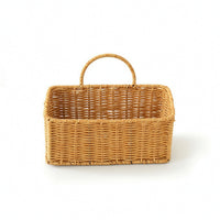 Wall-Mounted Storage Basket Faux-Rattan Hanging Storage Basket Rectangular Organizer for Bedroom