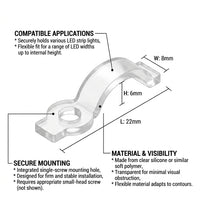 Strip Lighting Mounting Clips for Waterproof LED Strip, Single Hole Screw Fixing for 10mm LED, 12mm Sleeve LED Silicone Clip, DIY Holder Set