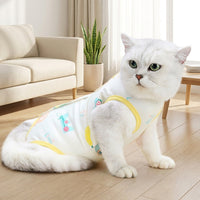 Cat Recovery Suit with Zipper, Thin Bodysuit in Polyester, Four-Leg Cat Suit for Post-Surgery Clothing, High Neck Anti Licking Weaning Protection
