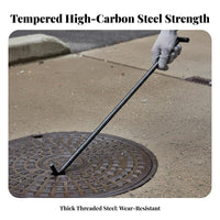 Heavy Duty Manhole Cover Hook Long-Lasting Steel Construction Manhole Cover Lifter High Load Capacity for Maintenance Personnel, Warehouses