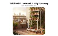 Multitier Design 4-Tier Rolling Plant Stand With casters Flower Rack Space-Saving Tiered Shelf Hollow lattice Shelves for Gardeners, Apartment Dwellers, Homeowners, Balcony, Living Room, Indoor, Outdoor