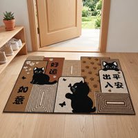 Cartoon Cat Entrance Mat PVC Coil Anti-Slip Doormat for Mud and Dirt Scraping