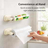 Cupboard and Under Cabinet Paper Towel Holder for Kitchen, Removable Metal Roll with Suction Cups for Home Cooks