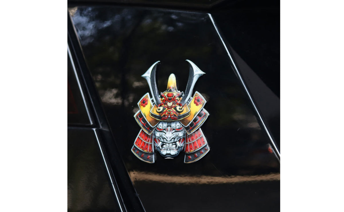 3D Samurai Emblem Shiny Kabuto Sticker Sticky Metal Sticker Solid for Motorcycle