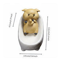 Animal Bathtub Figurine Soothing Style Cute Animal Desk Decoration Handmade Feel Figurine for Office