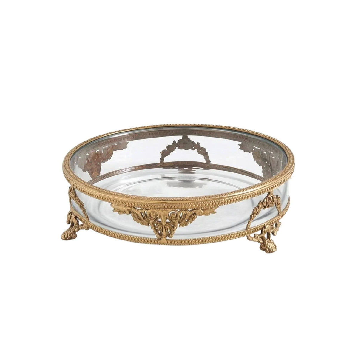 Glass Bowl with Metal Trim Sophisticated for Entryway