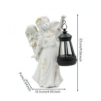 Garden Statue with Solar Lantern Weather-Resistant Angel Figurine with Lantern Solar Garden Figure with Light Outdoor