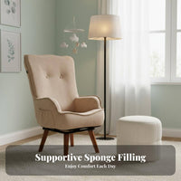 Ergonomic Design Upholstered Swivel Armchair Luxurious Comfort Upholstered Swivel Chair Soft Feel Textile Living Room Seating High-Resilience Foam Filling for New Mothers, Homeowners, Balcony, Bedroom, Nursery, Reading Nook