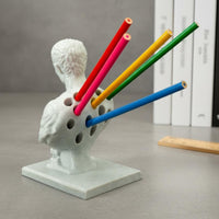Caesar Bust Pen Holder Historical Ancient Ruler Caesar Pencil Holder Desktop Decoration Tabletop Decor for Office