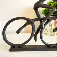 Cyclist on a Cycle Figurine Abstract Cycle Figurine Compact Cyclist Statue for Cyclists