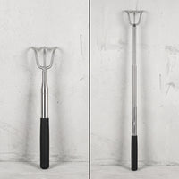 Stainless Steel Telescopic Garden Rake Long-Handled Telescoping Hand Rake Portable Foldable for Gardeners