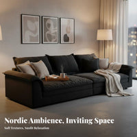 Deep-Seat Straight Sofa Nordic design Living Room Seating Cream Aesthetic Couch for Apartment Dwellers, Homeowners, Lounge Area