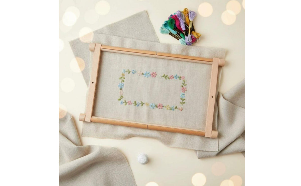Cross Stitch Frame Simple Design Adjustable Embroidery Hoop Rollable Material Wooden Scroll Frame for Handicraft